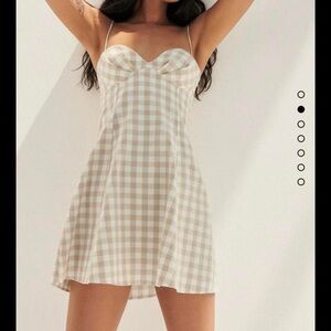 ZARA white and beige gingham dress